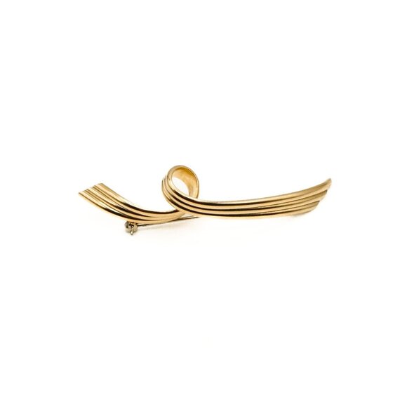 Vintage Krementz 12K Yellow Gold Swirl Brooch Pin - Picture 2 of 3